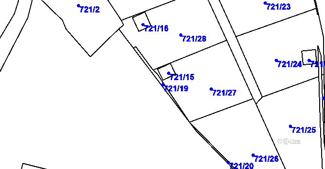 Parcela st. 721/19 v KÚ Chlumec u Chabařovic, Katastrální mapa