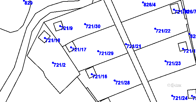 Parcela st. 721/29 v KÚ Chlumec u Chabařovic, Katastrální mapa