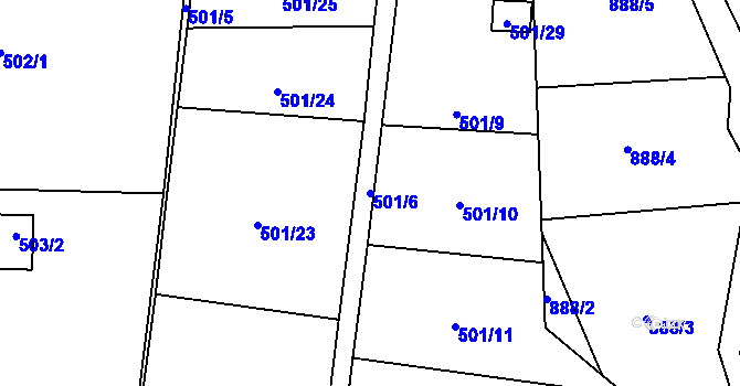 Parcela st. 501/6 v KÚ Chlumec u Chabařovic, Katastrální mapa