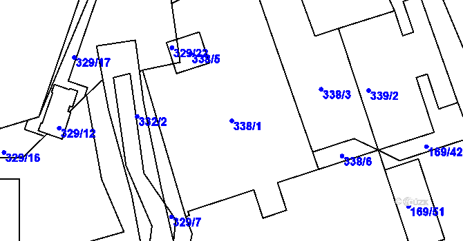 Parcela st. 338/1 v KÚ Chlumec u Chabařovic, Katastrální mapa