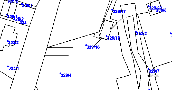 Parcela st. 329/16 v KÚ Chlumec u Chabařovic, Katastrální mapa