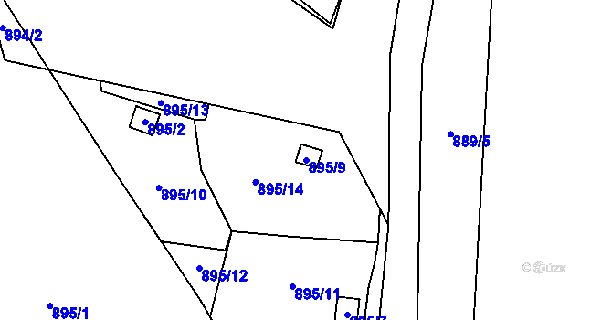 Parcela st. 895/9 v KÚ Chlumec u Chabařovic, Katastrální mapa