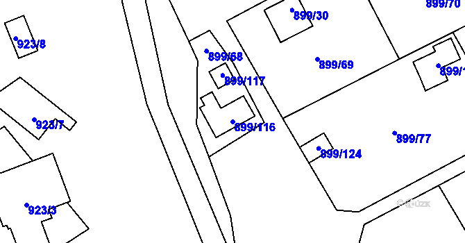 Parcela st. 899/116 v KÚ Chlumec u Chabařovic, Katastrální mapa