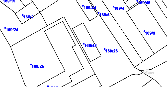 Parcela st. 169/48 v KÚ Chlumec u Chabařovic, Katastrální mapa