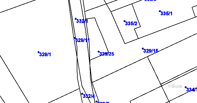 Parcela st. 329/25 v KÚ Chlumec u Chabařovic, Katastrální mapa