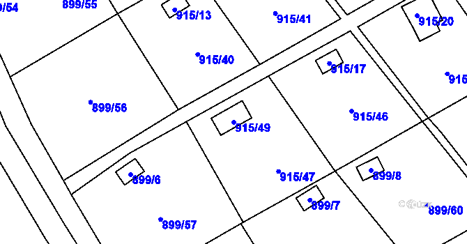 Parcela st. 915/49 v KÚ Chlumec u Chabařovic, Katastrální mapa