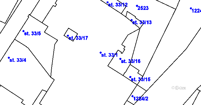 Parcela st. 33/1 v KÚ Chlumec nad Cidlinou, Katastrální mapa
