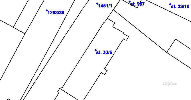 Parcela st. 33/6 v KÚ Chlumec nad Cidlinou, Katastrální mapa
