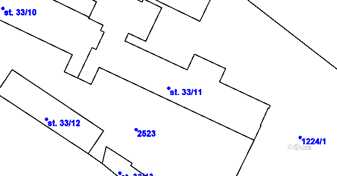 Parcela st. 33/11 v KÚ Chlumec nad Cidlinou, Katastrální mapa