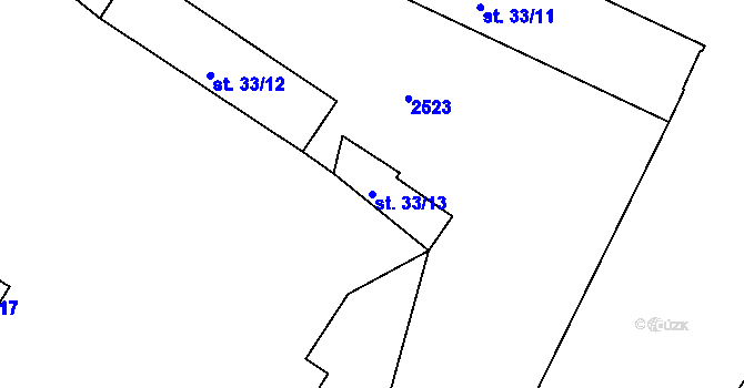 Parcela st. 33/13 v KÚ Chlumec nad Cidlinou, Katastrální mapa