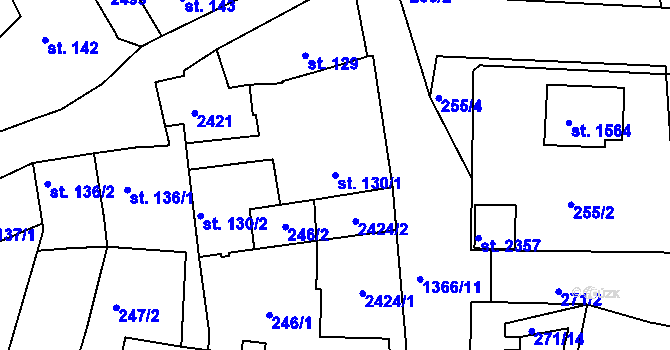 Parcela st. 130/1 v KÚ Chlumec nad Cidlinou, Katastrální mapa