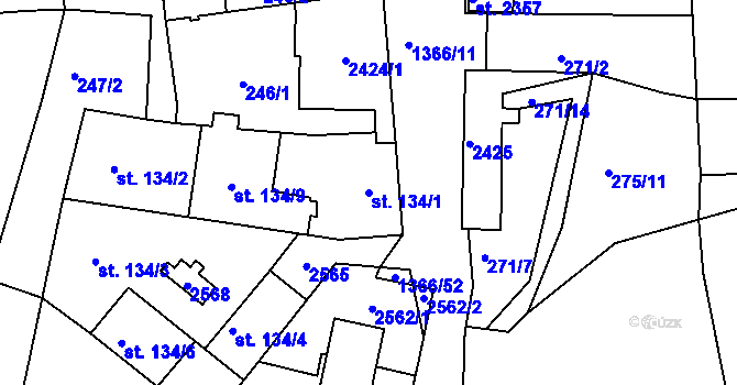 Parcela st. 134/1 v KÚ Chlumec nad Cidlinou, Katastrální mapa