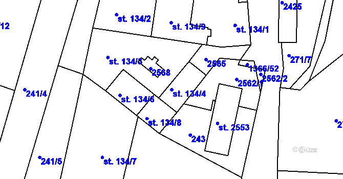 Parcela st. 134/4 v KÚ Chlumec nad Cidlinou, Katastrální mapa