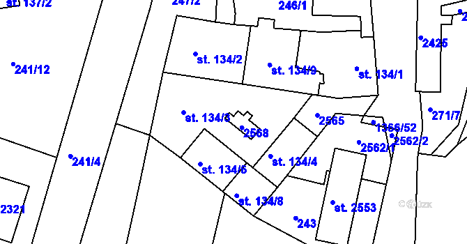 Parcela st. 134/5 v KÚ Chlumec nad Cidlinou, Katastrální mapa