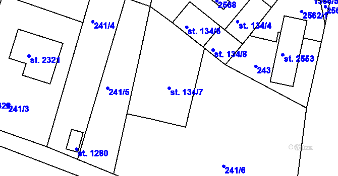 Parcela st. 134/7 v KÚ Chlumec nad Cidlinou, Katastrální mapa