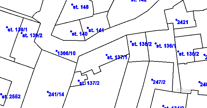 Parcela st. 137 v KÚ Chlumec nad Cidlinou, Katastrální mapa