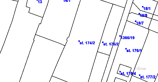 Parcela st. 174/2 v KÚ Chlumec nad Cidlinou, Katastrální mapa