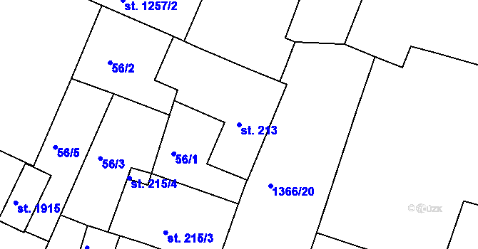 Parcela st. 213 v KÚ Chlumec nad Cidlinou, Katastrální mapa