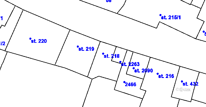 Parcela st. 218 v KÚ Chlumec nad Cidlinou, Katastrální mapa