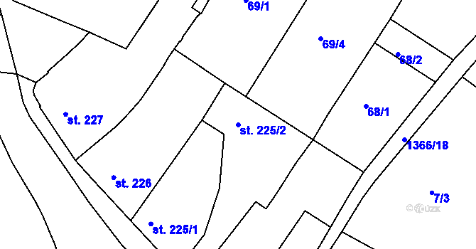 Parcela st. 225/2 v KÚ Chlumec nad Cidlinou, Katastrální mapa