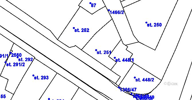Parcela st. 251 v KÚ Chlumec nad Cidlinou, Katastrální mapa