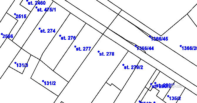 Parcela st. 278 v KÚ Chlumec nad Cidlinou, Katastrální mapa