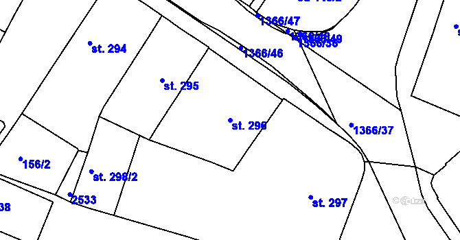 Parcela st. 296 v KÚ Chlumec nad Cidlinou, Katastrální mapa