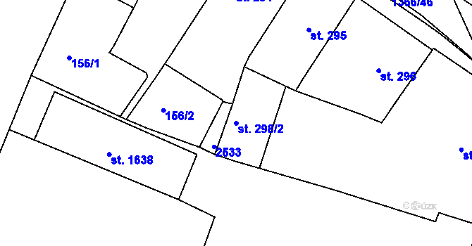 Parcela st. 298/2 v KÚ Chlumec nad Cidlinou, Katastrální mapa