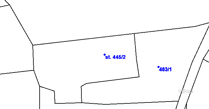 Parcela st. 445/2 v KÚ Chlumec nad Cidlinou, Katastrální mapa