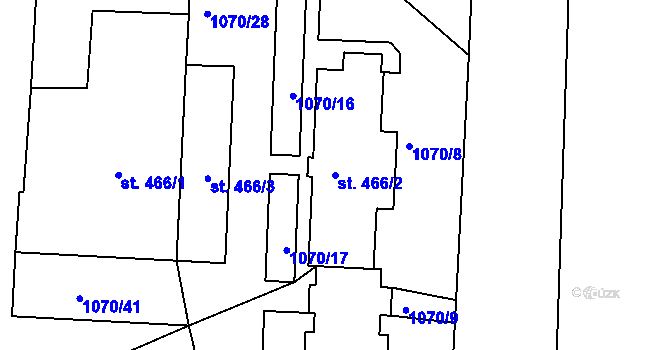 Parcela st. 466/2 v KÚ Chlumec nad Cidlinou, Katastrální mapa