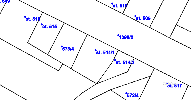 Parcela st. 514/1 v KÚ Chlumec nad Cidlinou, Katastrální mapa