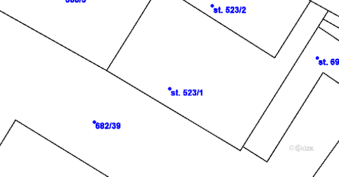 Parcela st. 523/1 v KÚ Chlumec nad Cidlinou, Katastrální mapa