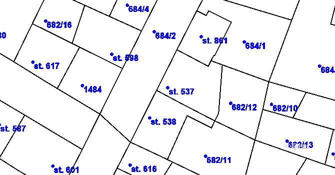 Parcela st. 537 v KÚ Chlumec nad Cidlinou, Katastrální mapa