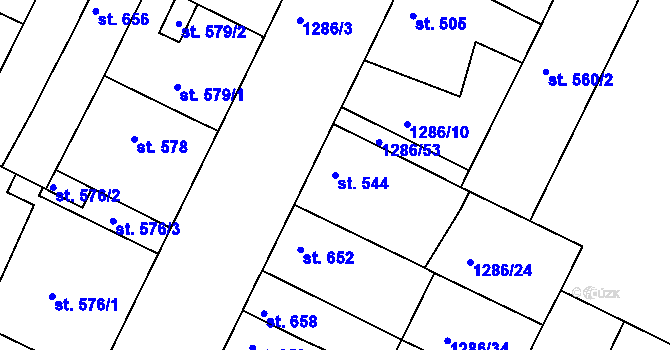 Parcela st. 544 v KÚ Chlumec nad Cidlinou, Katastrální mapa