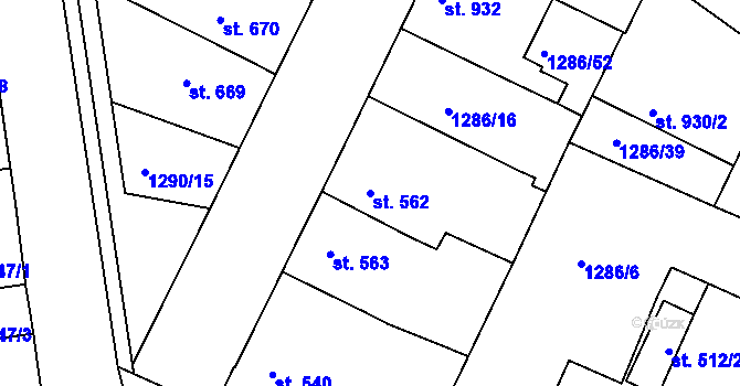 Parcela st. 562 v KÚ Chlumec nad Cidlinou, Katastrální mapa
