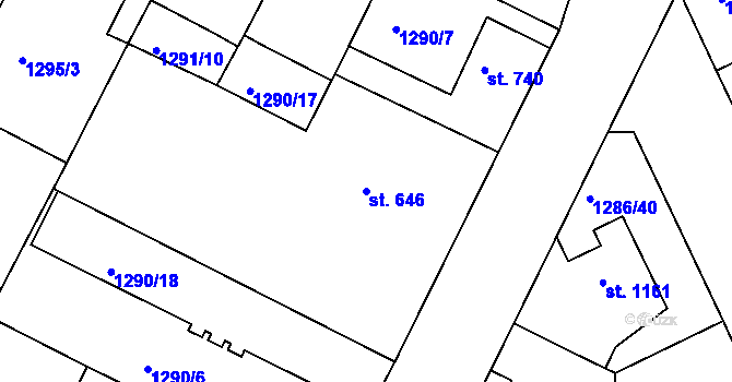 Parcela st. 646 v KÚ Chlumec nad Cidlinou, Katastrální mapa