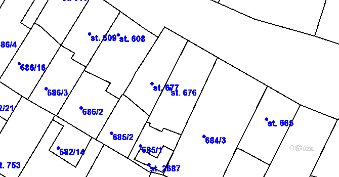 Parcela st. 676 v KÚ Chlumec nad Cidlinou, Katastrální mapa