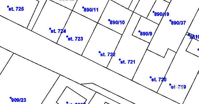 Parcela st. 722 v KÚ Chlumec nad Cidlinou, Katastrální mapa