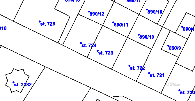 Parcela st. 723 v KÚ Chlumec nad Cidlinou, Katastrální mapa