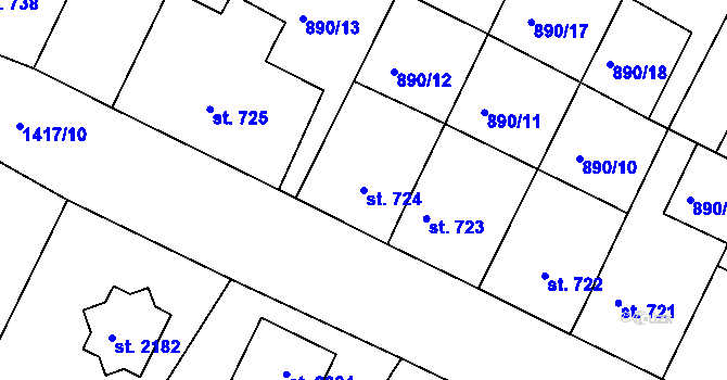 Parcela st. 724 v KÚ Chlumec nad Cidlinou, Katastrální mapa