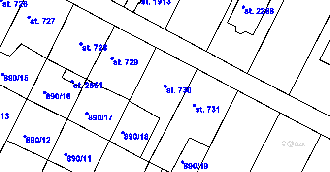 Parcela st. 730 v KÚ Chlumec nad Cidlinou, Katastrální mapa