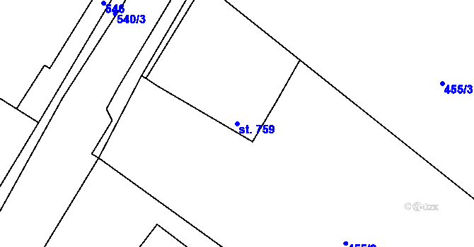 Parcela st. 759 v KÚ Chlumec nad Cidlinou, Katastrální mapa