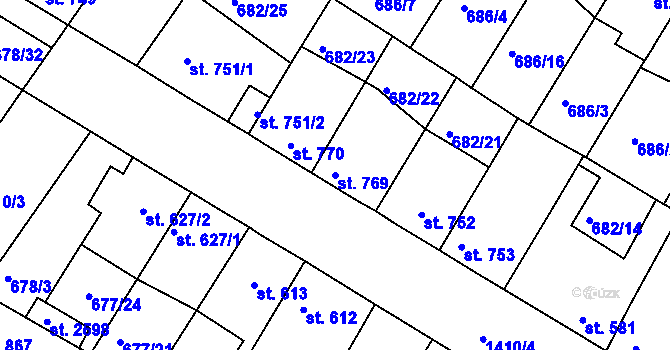 Parcela st. 769 v KÚ Chlumec nad Cidlinou, Katastrální mapa