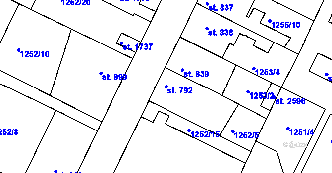 Parcela st. 792 v KÚ Chlumec nad Cidlinou, Katastrální mapa