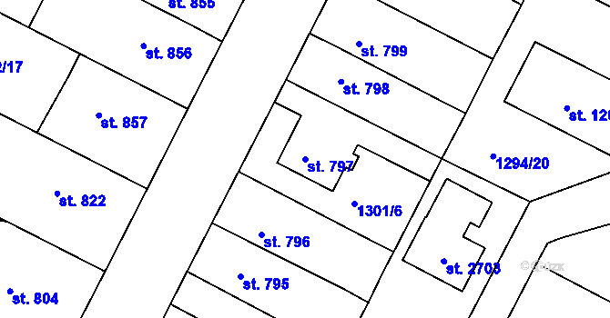 Parcela st. 797 v KÚ Chlumec nad Cidlinou, Katastrální mapa