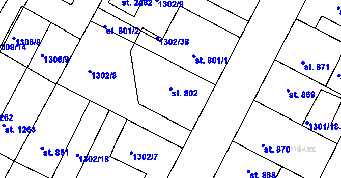 Parcela st. 802 v KÚ Chlumec nad Cidlinou, Katastrální mapa