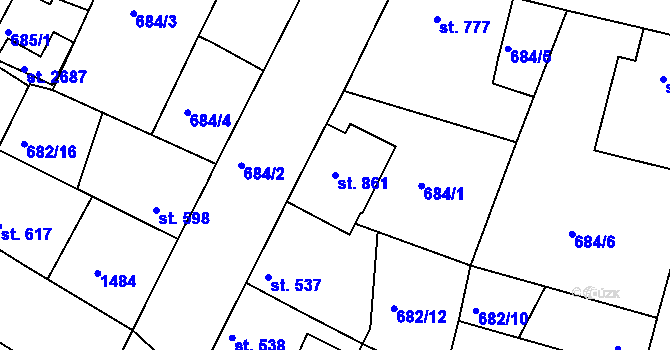 Parcela st. 861 v KÚ Chlumec nad Cidlinou, Katastrální mapa