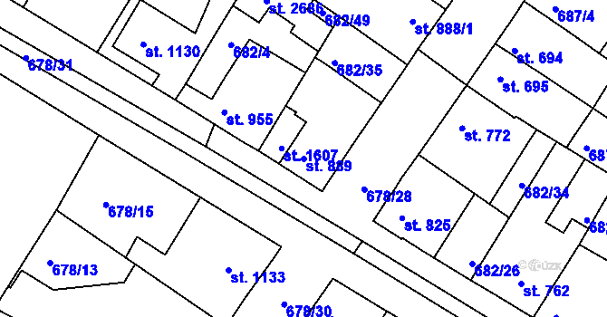 Parcela st. 889 v KÚ Chlumec nad Cidlinou, Katastrální mapa