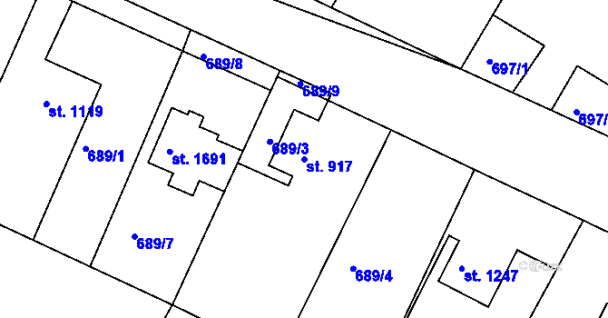 Parcela st. 917 v KÚ Chlumec nad Cidlinou, Katastrální mapa