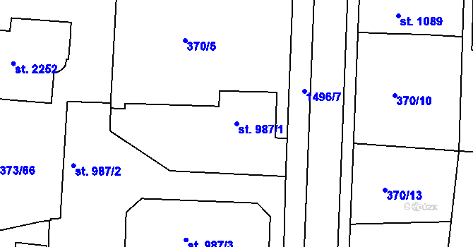 Parcela st. 987/1 v KÚ Chlumec nad Cidlinou, Katastrální mapa